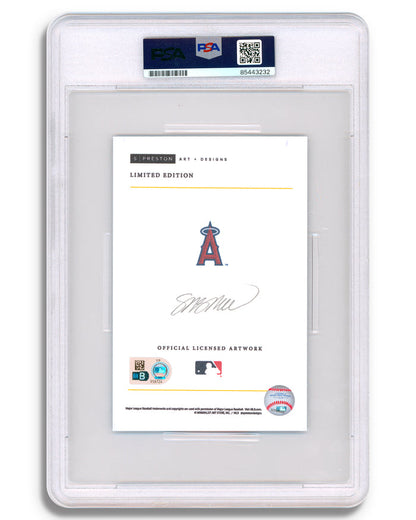 Minimalist Angel Stadium - David Eckstein Autographed - Art Slab - PSA Gem Mint 10