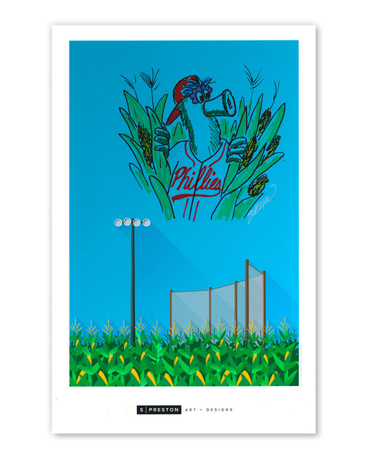 Minimalist Field Of Dreams Art Print - Phillie Phanatic Remarque