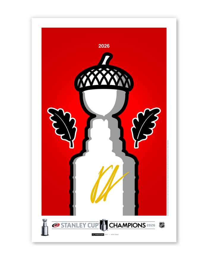 Minimalist Stanley Cup 2026 Autographed Logan Stankoven Art - Authenticated