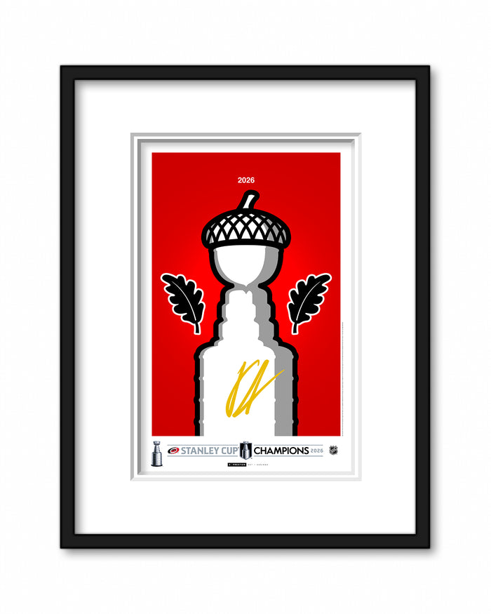 Minimalist Stanley Cup 2026 Autographed Logan Stankoven Art - Authenticated