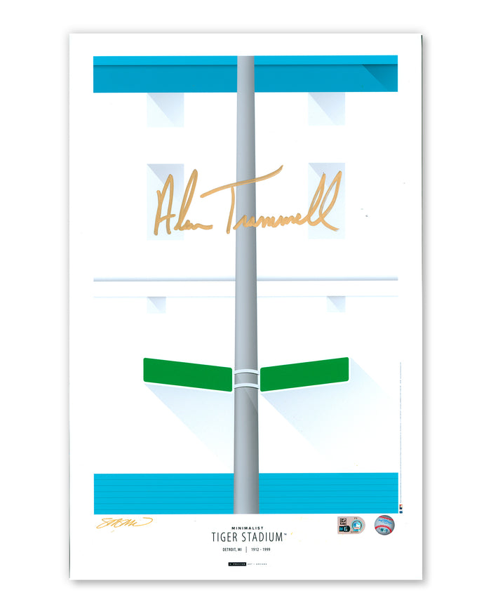 Minimalist Tiger Stadium Print - Alan Trammell Autographed - Authenticated