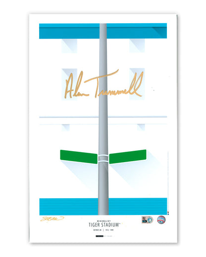 Minimalist Tiger Stadium Print - Alan Trammell Autographed - Authenticated