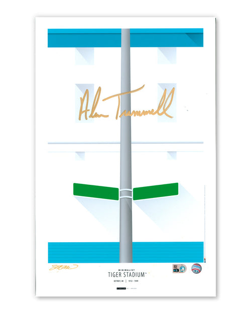 Minimalist Tiger Stadium Print - Alan Trammell Autographed - Authenticated