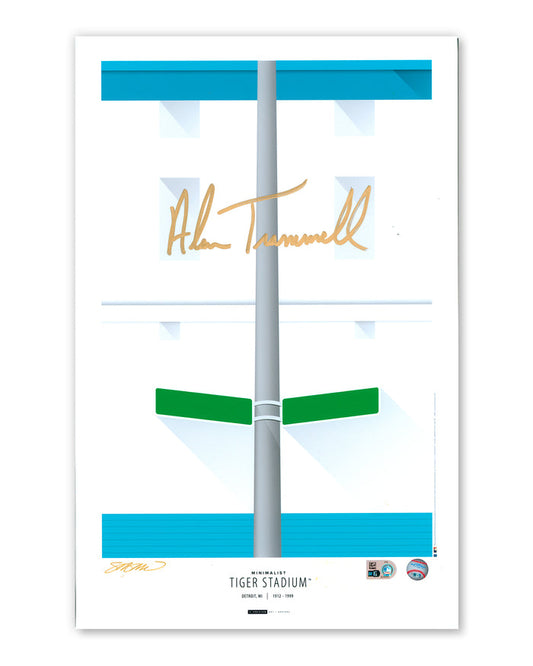 Minimalist Tiger Stadium Print - Alan Trammell Autographed - Authenticated