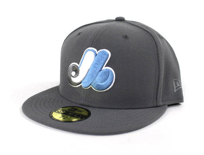 Montreal Expos New Era 59Fifty Fitted Hat (Jordan 12 Retro Grey University Blue Gray Under Brim)