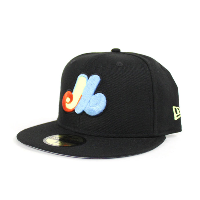 Montreal Expos New Era Fitted 59Fifty hat (Orange Lime Sky Gray Under Brim)