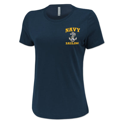 Navy Anchor Sailing Ladies T-Shirt