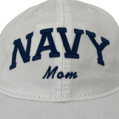 Navy Mom Relaxed Twill Hat (White/Navy)