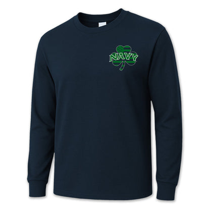 Navy Shamrock Long Sleeve T-Shirt