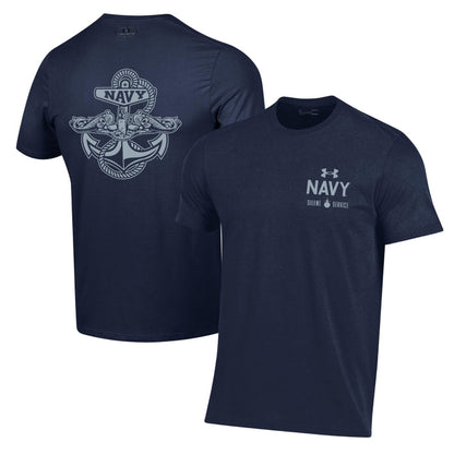 Navy Under Armour Anchor Silent Service Performance Cotton T-Shirt (Navy)