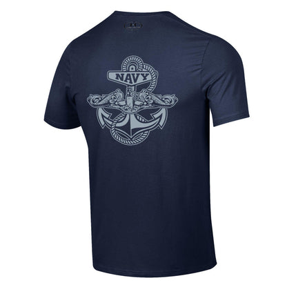Navy Under Armour Anchor Silent Service Performance Cotton T-Shirt (Navy)