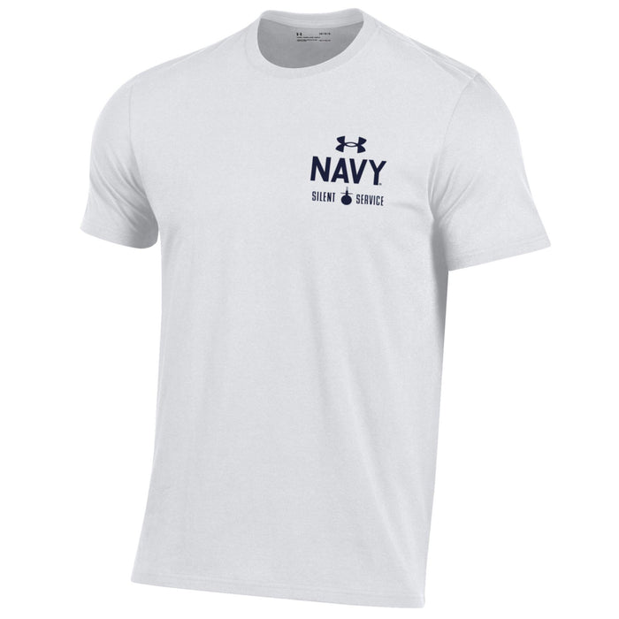 Navy Under Armour Anchor Silent Service Performance Cotton T-Shirt (White)