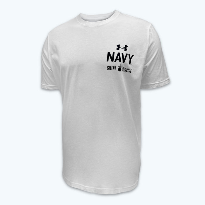 Navy Under Armour Anchor Silent Service Performance Cotton T-Shirt (White)