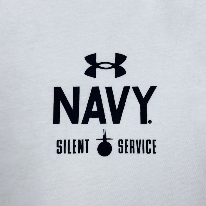 Navy Under Armour Anchor Silent Service Performance Cotton T-Shirt (White)