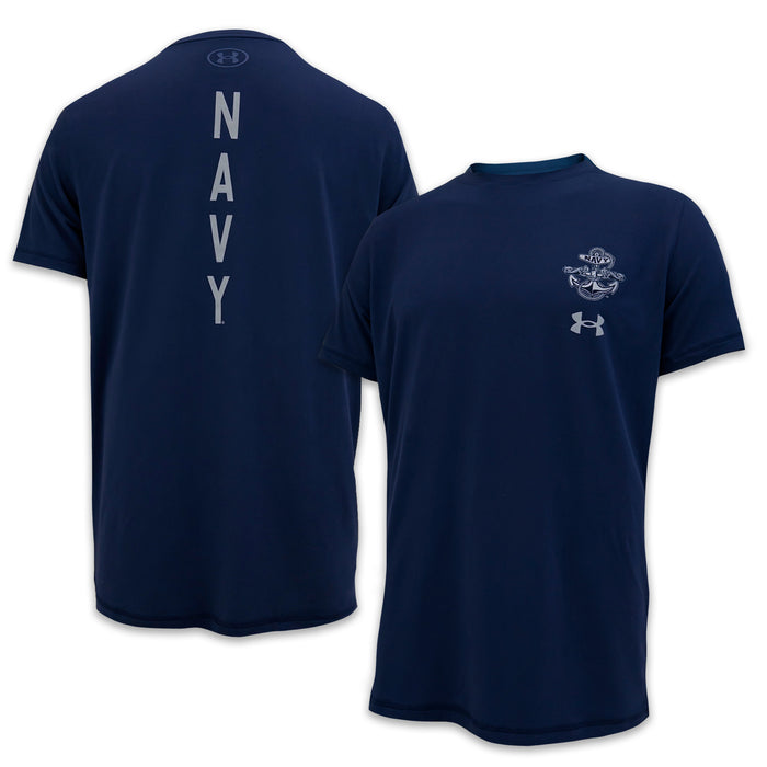 Navy Under Armour Anchor Silent Service Spine Tech T-Shirt (Navy)