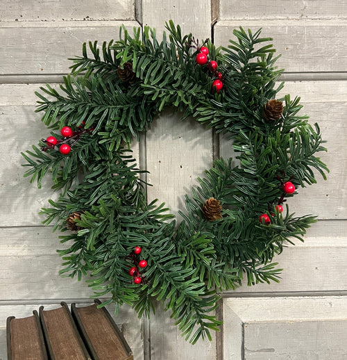 NET-40L Faux Pine & Berry Large Wreath