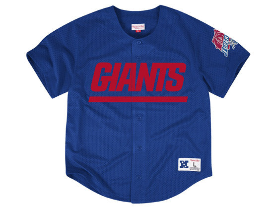 New York Giants Mesh Button Jersey Mitchell & Ness (Blue)