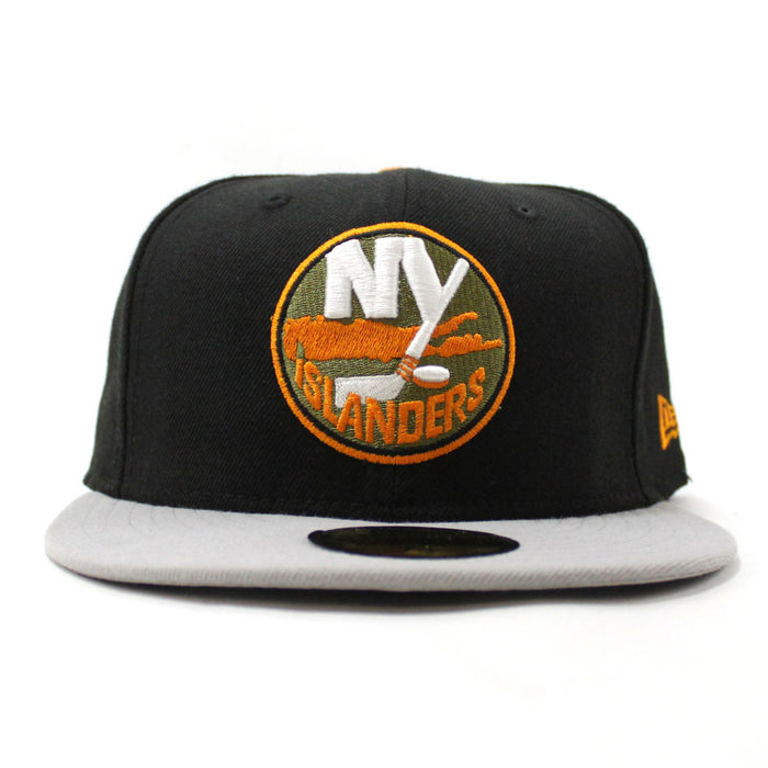 New York Islanders New Era 59Fifty Fitted Hat (Black Gray Light Orange)