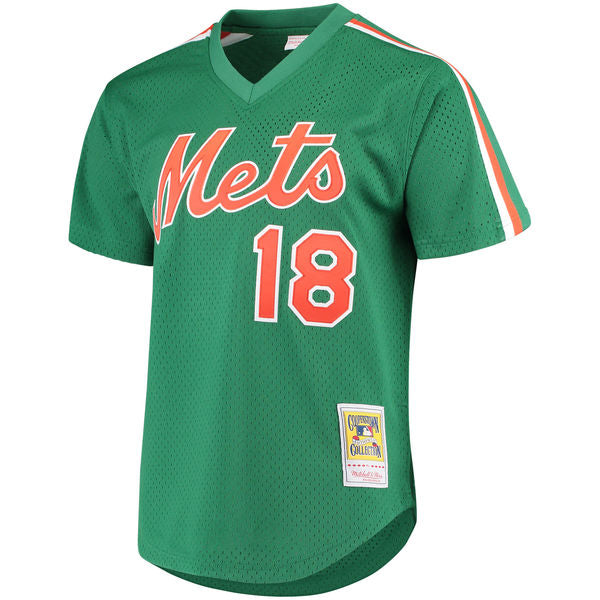 New York Mets #18 Darryl Strawberry Mitchell and Ness Authentic Mesh BP Jersey