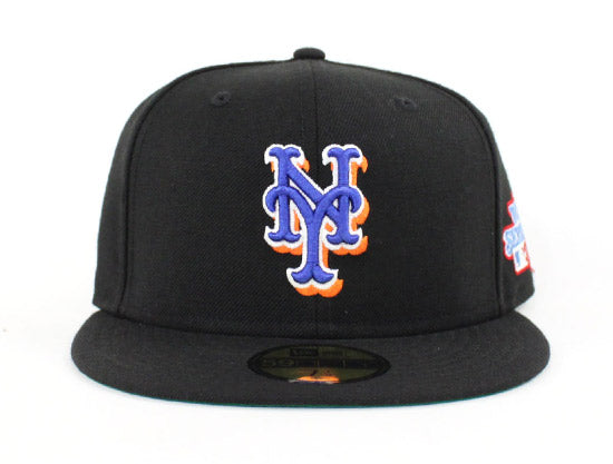 New York Mets 1986 World Series 59Fifty New Era Fitted Hats (Black Green Under Brim)