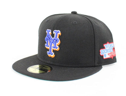 New York Mets 1986 World Series 59Fifty New Era Fitted Hats (Black Green Under Brim)