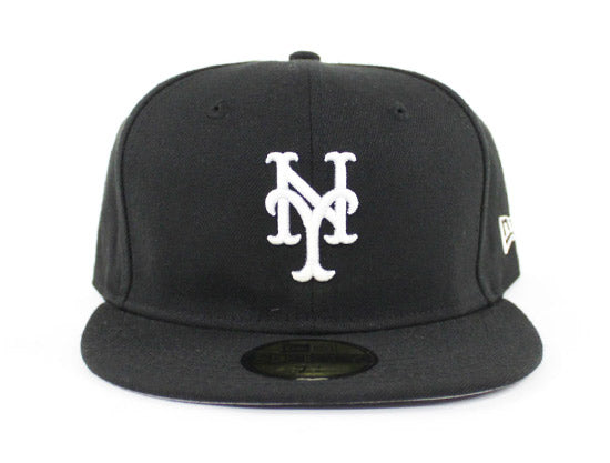 New York Mets New Era 59Fifty Fitted Hats (Black White GRAY UNDER BRIM)