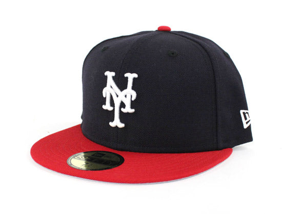 New York Mets New Era 59Fifty Fitted Hats (Navy Red Gray Under Brim)