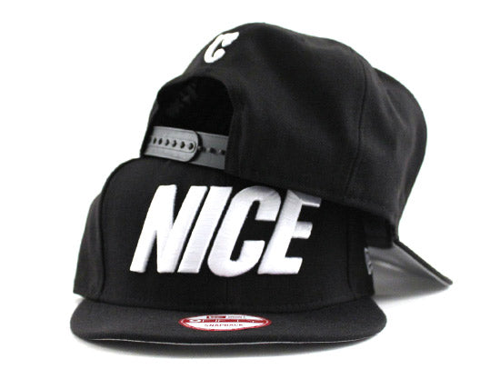 NICE New Era 9fifty Snapback Hat (BLACK WHITE  GRAY UNDER BRIM)