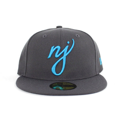 NJ Script New Era 59Fifty Fitted Hat (Dark Gray Teal)
