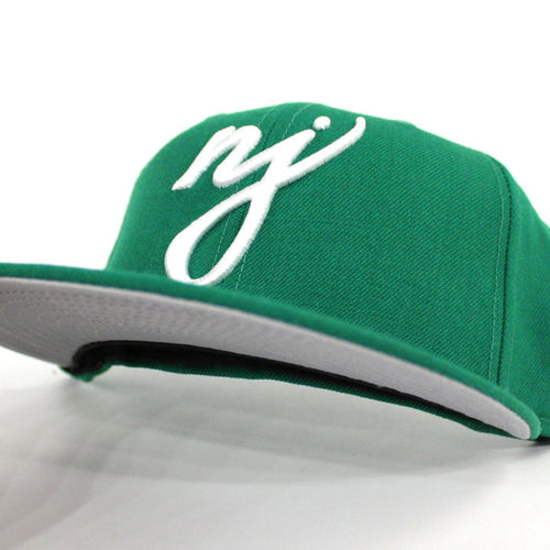 NJ Script New Era 59Fifty Fitted Hat (Kelly Green Gray Under Brim)