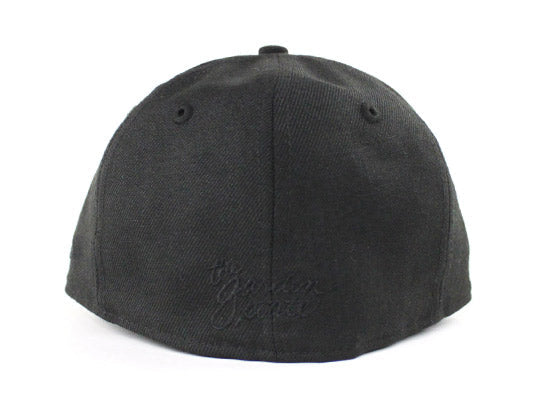 NJ Script New Era 59Fifty Fitted Hats (Black On Black Suede Under Brim)