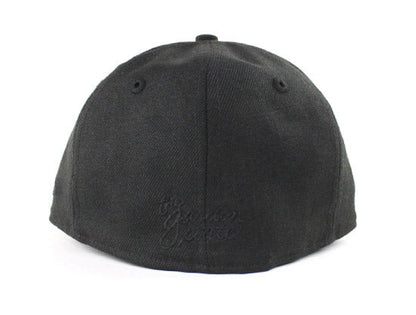 NJ Script New Era 59Fifty Fitted Hats (Black On Black Suede Under Brim)
