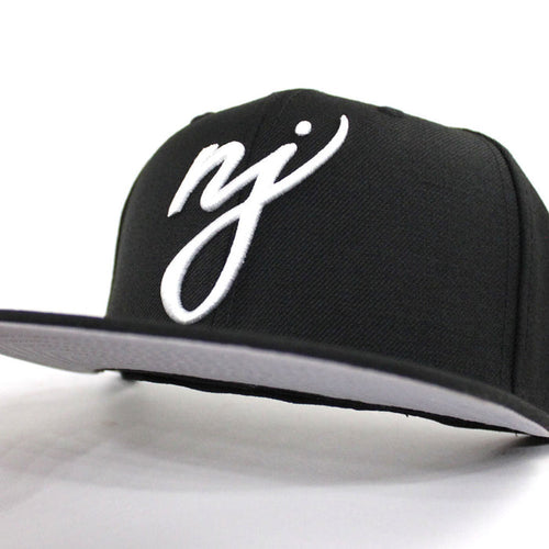 NJ Script New Era 59Fifty Fitted Hats (BLACK WHITE GREY UNDER BRIM)