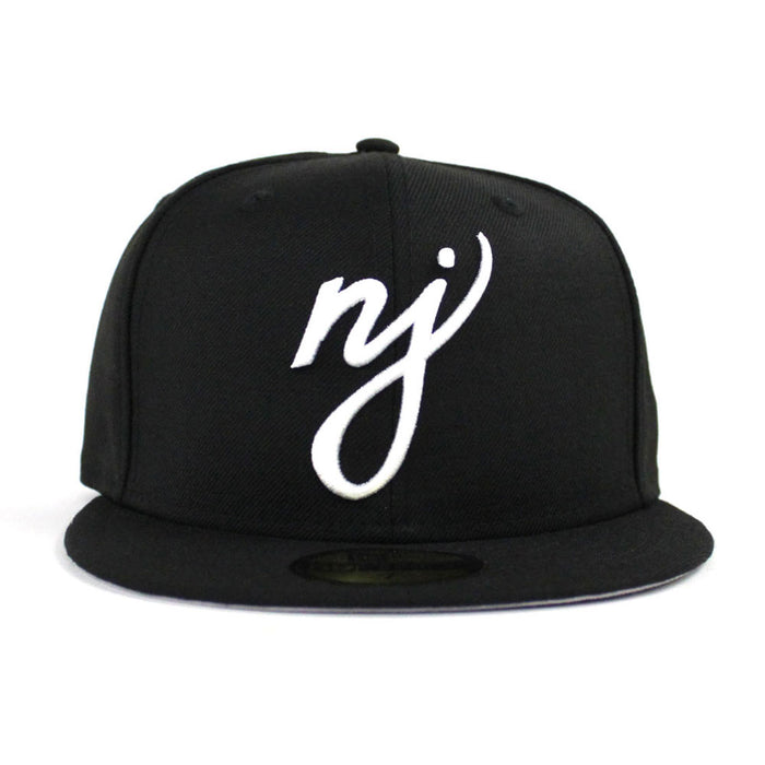 NJ Script New Era 59Fifty Fitted Hats (BLACK WHITE GREY UNDER BRIM)