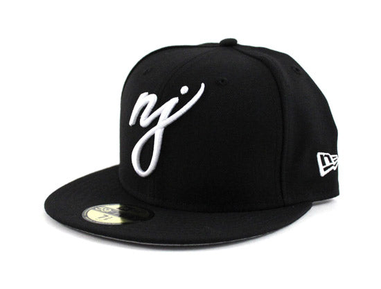 NJ Script New Era 59Fifty Fitted Hats (BLACK WHITE GREY UNDER BRIM)