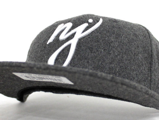NJ Script New Era 59Fifty Fitted Hats (Flannel Gray Under Brim)