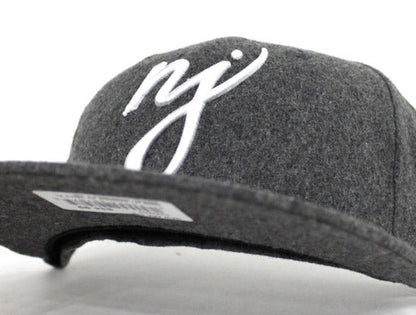 NJ Script New Era 59Fifty Fitted Hats (Flannel Gray Under Brim)