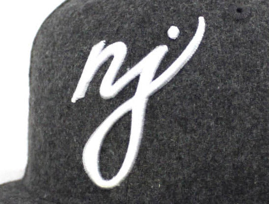 NJ Script New Era 59Fifty Fitted Hats (Flannel Gray Under Brim)