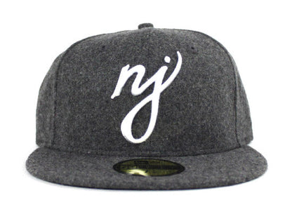NJ Script New Era 59Fifty Fitted Hats (Flannel Gray Under Brim)