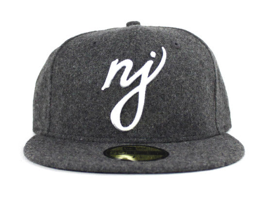 NJ Script New Era 59Fifty Fitted Hats (Flannel Gray Under Brim)