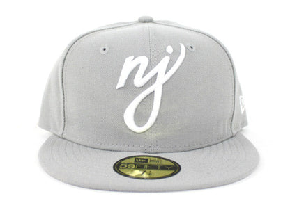 NJ Script New Era 59Fifty Fitted Hats (Gray White Gray Under Brim)