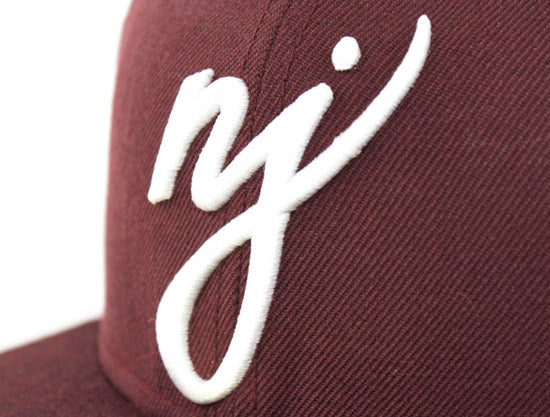 NJ Script New Era 59Fifty Fitted Hats (MAROON GRAY UNDER BRIM)