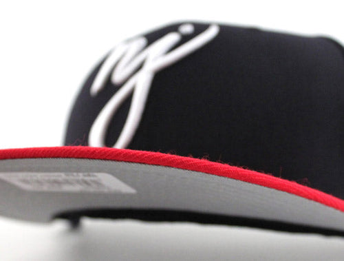 NJ Script New Era 59Fifty Fitted Hats (Navy Red Gray Under Brim)