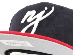 NJ Script New Era 59Fifty Fitted Hats (Navy Red Gray Under Brim)