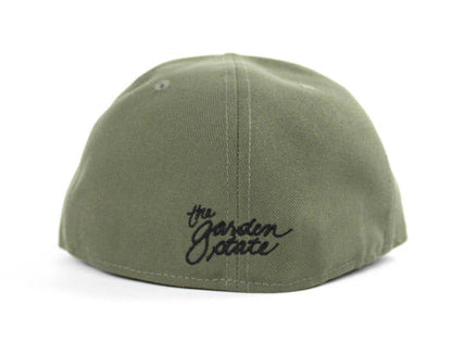 NJ Script New Era 59Fifty Fitted Hats (Olive Black Gray Under Brim)