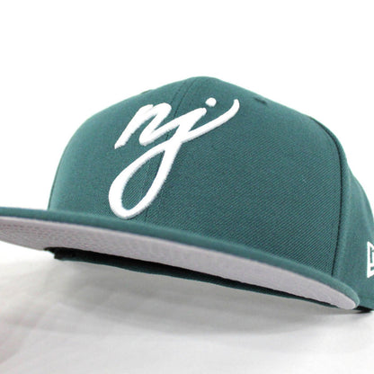 NJ Script New Era 59Fifty Fitted Hats (Pine Needle Philadelphia Eagles Color Gray Under Brim)