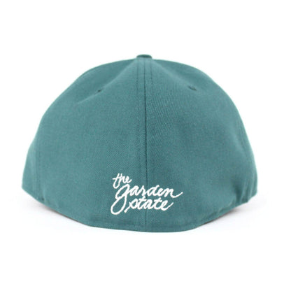 NJ Script New Era 59Fifty Fitted Hats (Pine Needle Philadelphia Eagles Color Gray Under Brim)