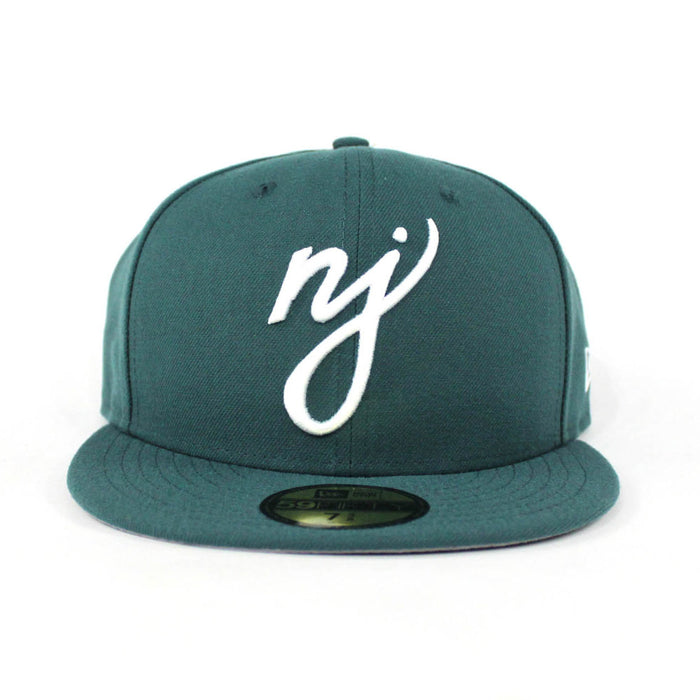 NJ Script New Era 59Fifty Fitted Hats (Pine Needle Philadelphia Eagles Color Gray Under Brim)