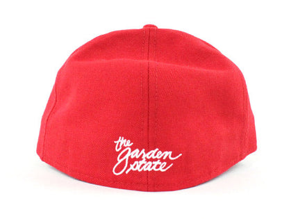 NJ Script New Era 59Fifty Fitted Hats (Red Gray Under Brim)