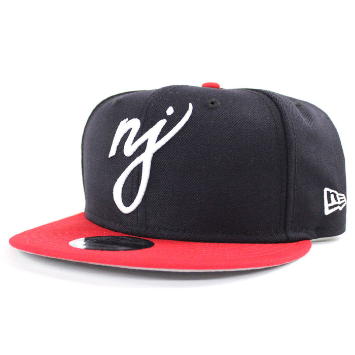 NJ Script New Era 9Fifty Snapback Hat (Navy Red Gray Under Brim)
